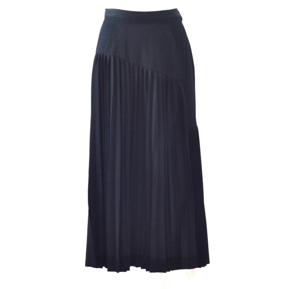 Kansai Yamamoto Wool Skirt With Asymmetrical Knife Pleats - Japan